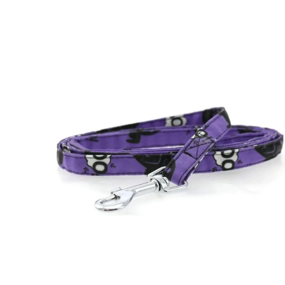 Purple Doggie Design To Cute To Spook Dog Leash Halloween Black Cat Bats Pattern